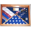Military hadowbox with flag, medals, insignia